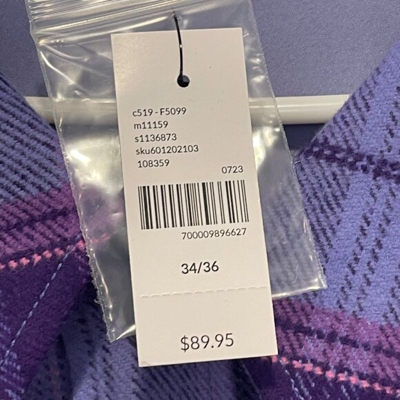 NWT Lane Bryant Purple & Lavender Plaid Button-Up Shirt Size 34/36 flannel NEW - Picture 3 of 7